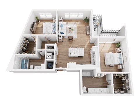 Floor plan for 2 beds, 2 baths, 1120 sqft